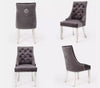 Dining Chairs Set Of 2 Majestic Dining Chair Plush Velvet Lion Head Knocker Grey